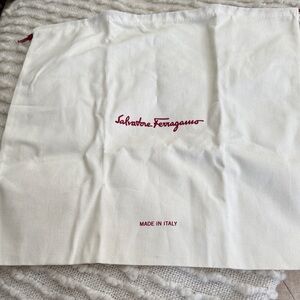 Salvatore Ferragamo Cream Dust Bag with Red Logo